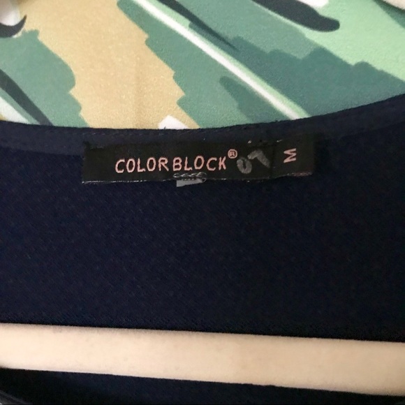 Navy Blue 3/4 Sleeve Dress with Leather Detail - Picture 5 of 5